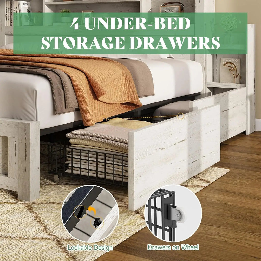 California King LED Storage Bed