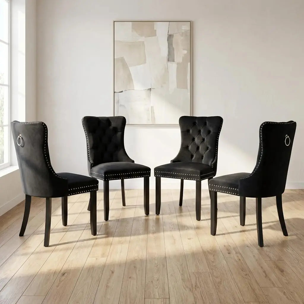Tufted Velvet Dining Chairs Set of 4