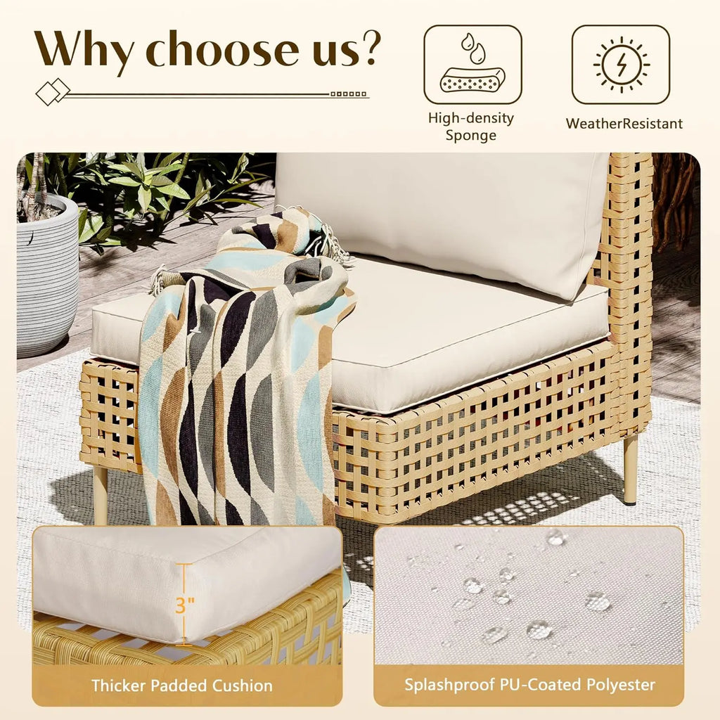 Handwoven Wicker Sectional Set