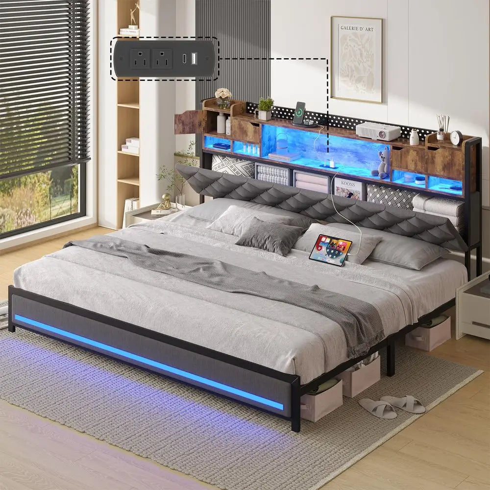 King Upholstered Storage Bed