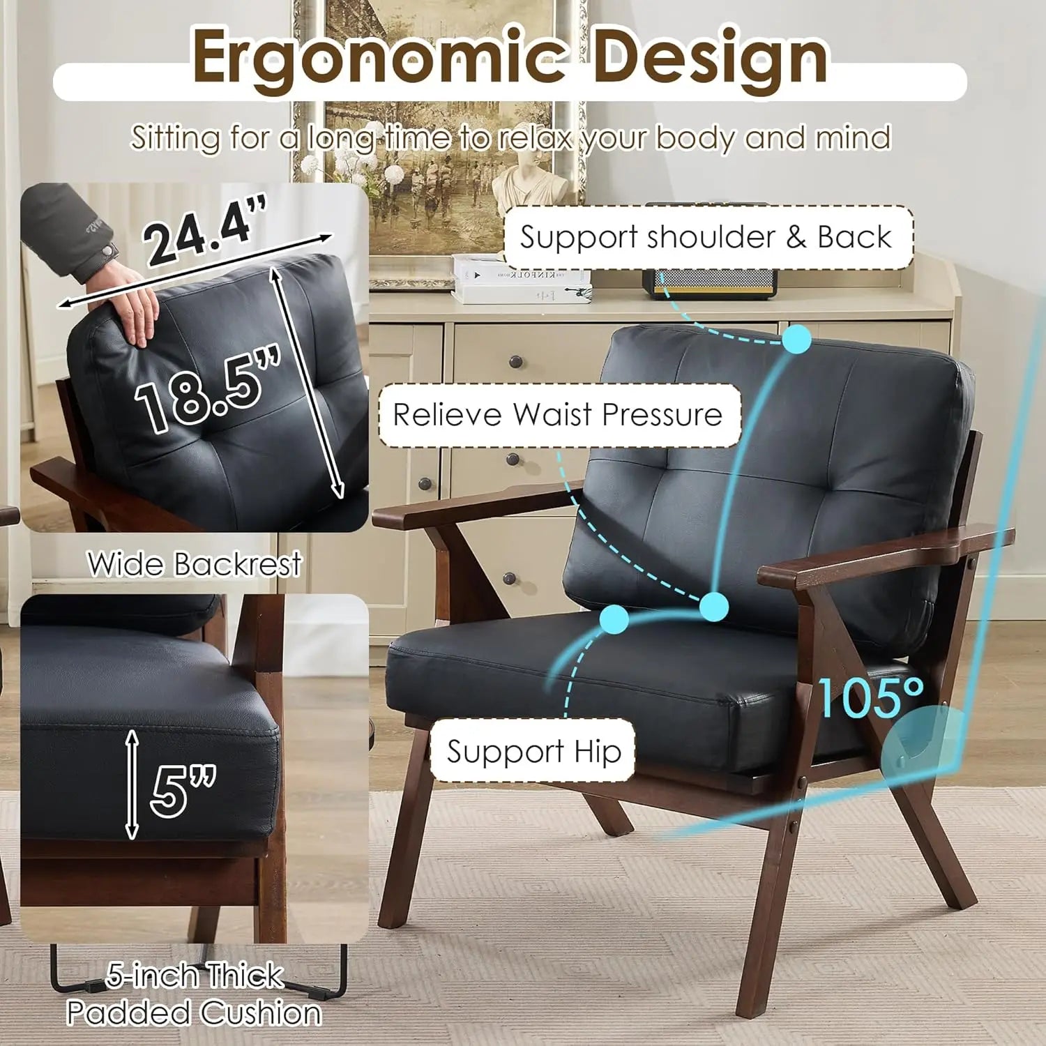 Leather Accent Chair Set of 2