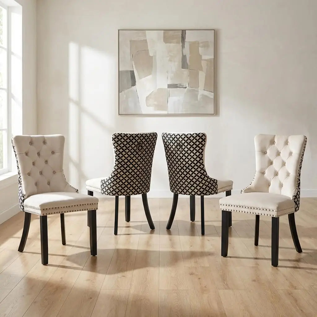 Tufted Velvet Dining Chairs Set of 4