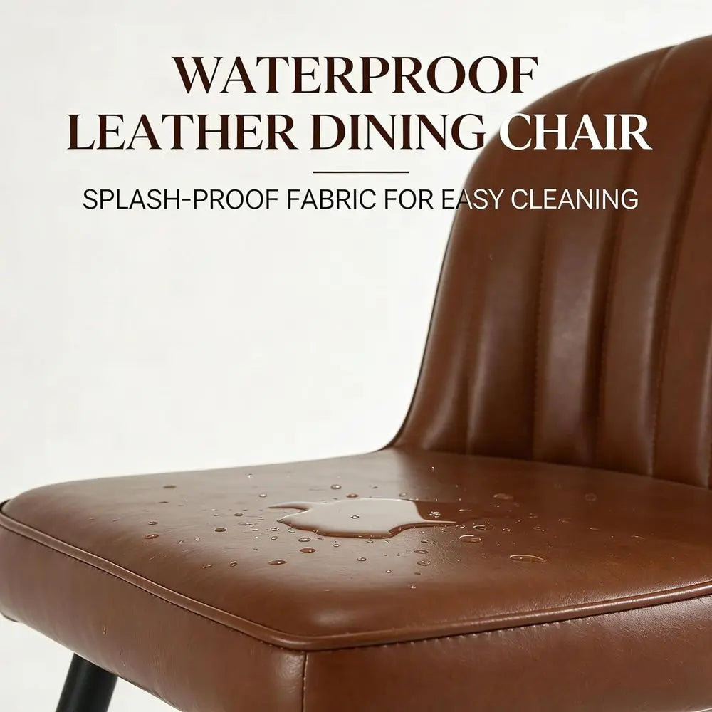 Brown Leather Dining Chairs Set of 4