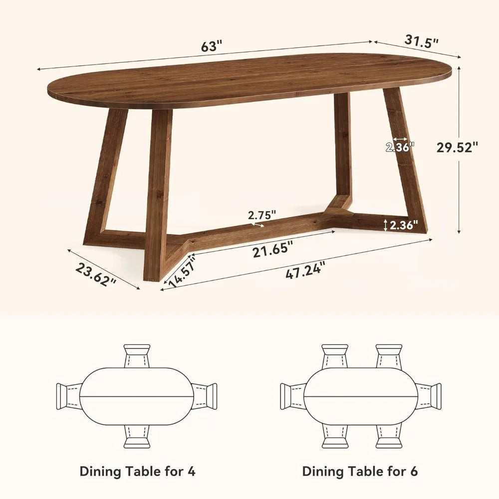 Solid Wood Oval Dining Table