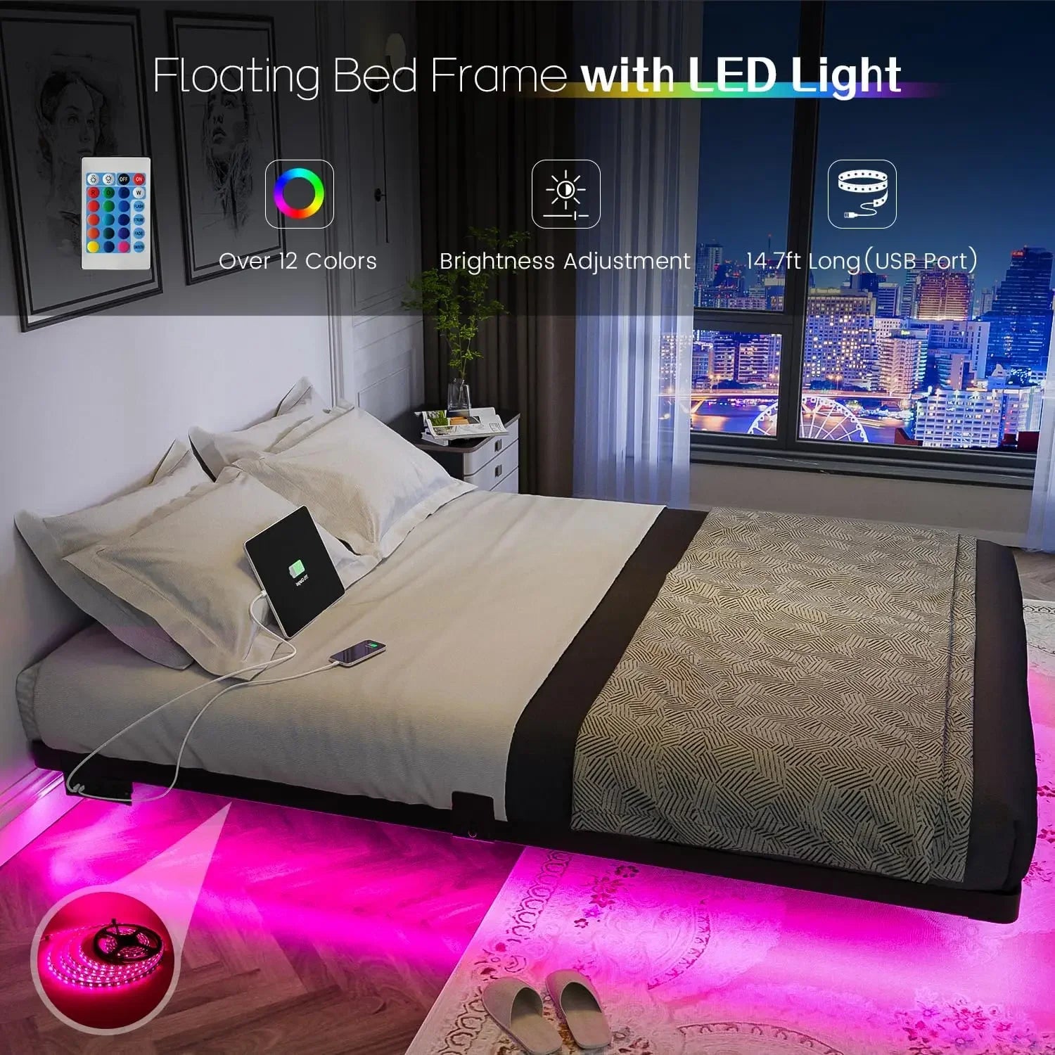 Floating LED Bed Frame