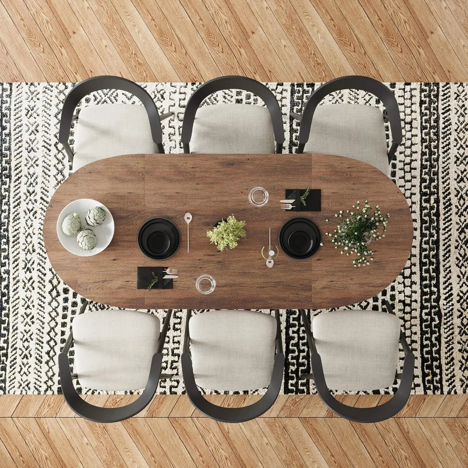 Rustic Oval Dining Table for 6–8