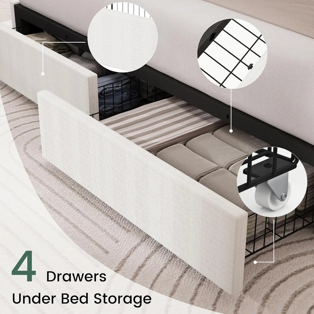 King Storage Bed with Wingback Headboard