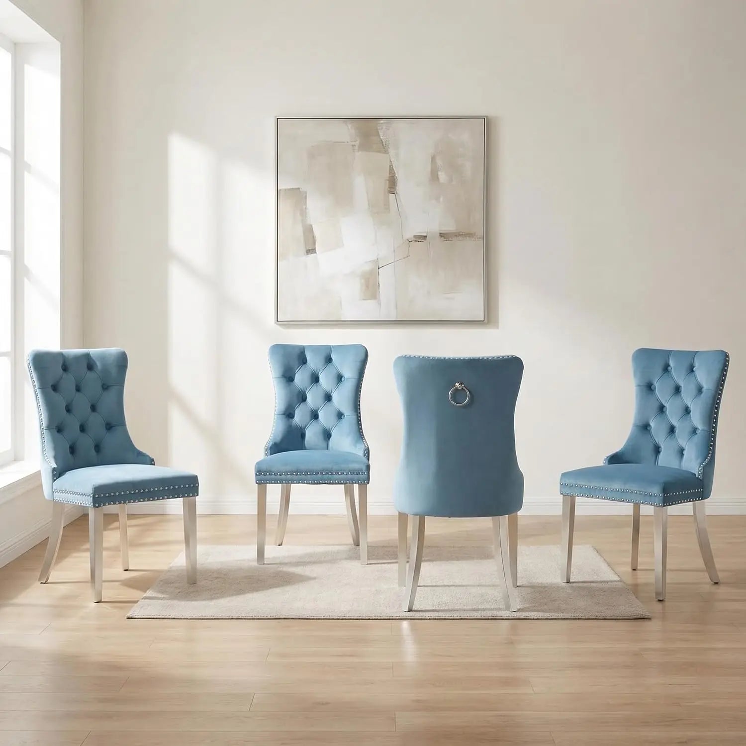 Tufted Velvet Dining Chairs Set of 4