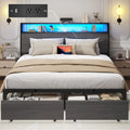 Queen Storage Bed with LED Headboard