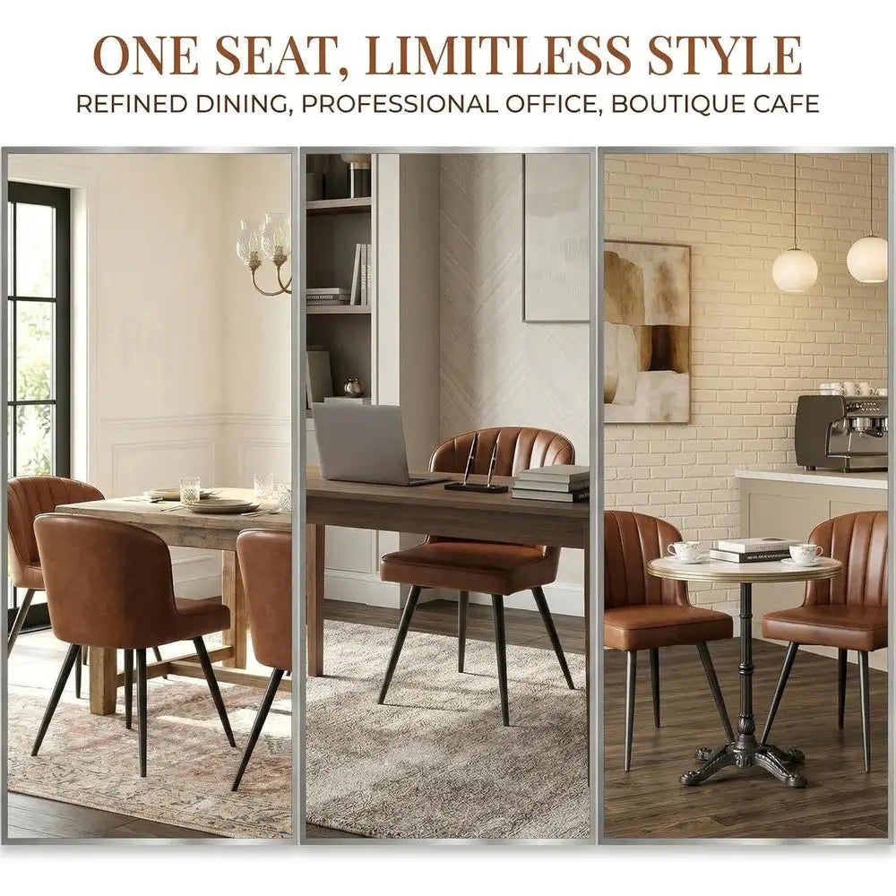 Brown Leather Dining Chairs Set of 4