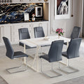 White Dining Table Set with 6 Chairs